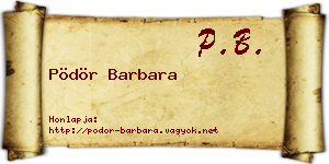 Pödör Barbara névjegykártya